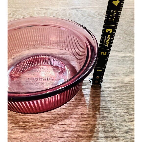 Corning VISION Casserole Baker Bowl Cranberry Ribbed C-16-B 1 pint capacity - Picture 4 of 6